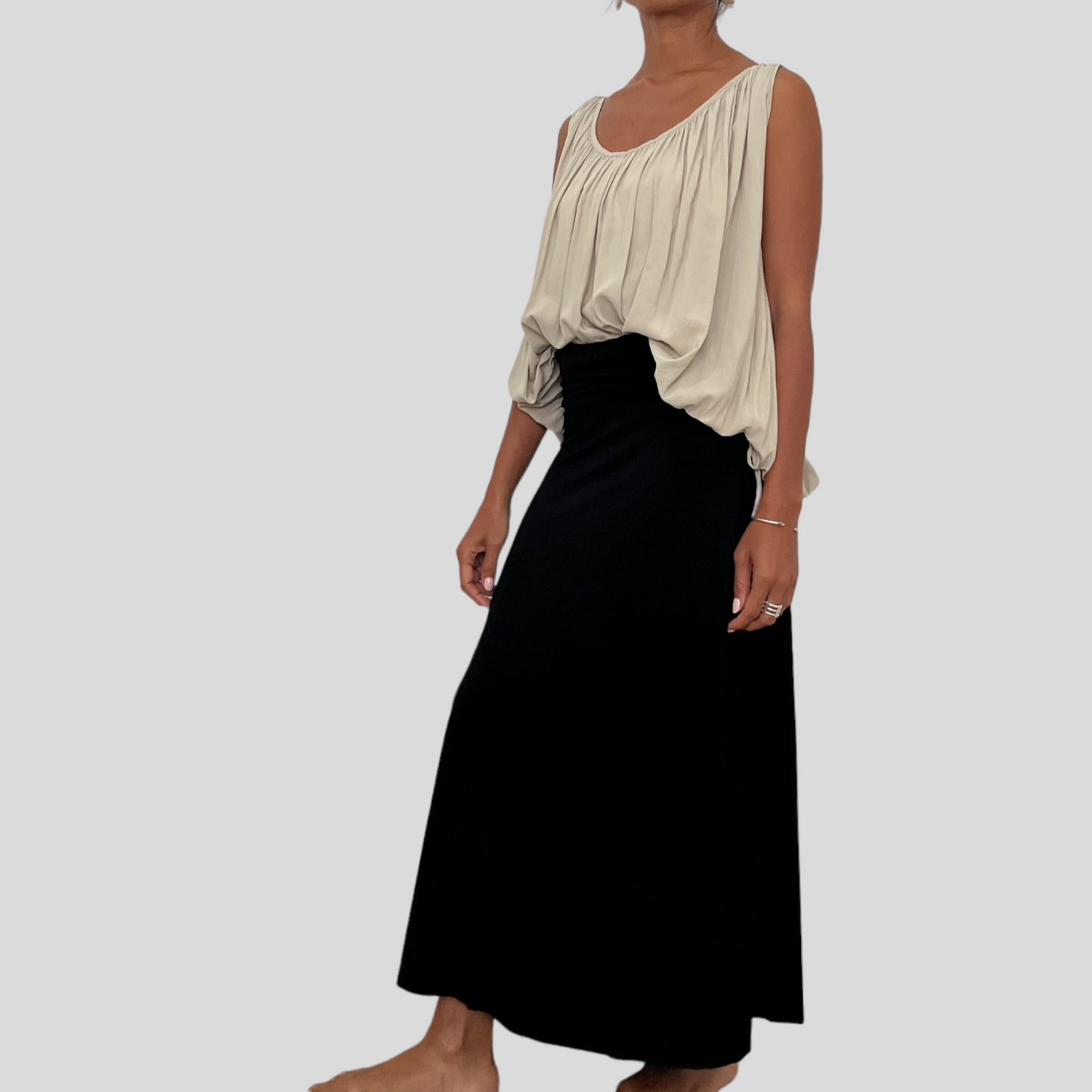 BAMBOO MANA LONG SKIRT / BLACK